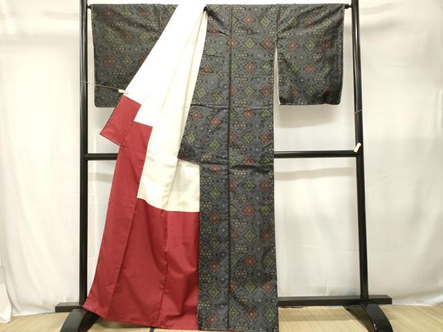 平和屋着物■本場大島紬 菱幾何学文 正絹 逸品 CABJ3590ev
