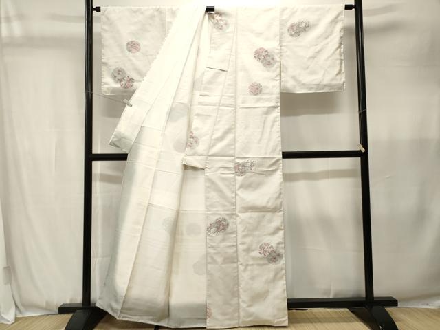 平和屋着物■上質な紬 雪輪花蝶文 正絹 逸品 CABJ3591ev