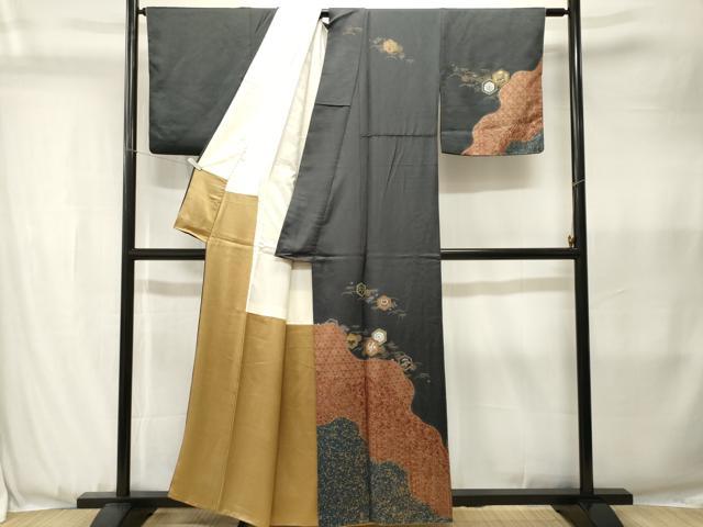 平和屋着物■訪問着 亀甲宝尽し道長文 暈し染め 金彩 正絹 逸品 CABJ3596ev