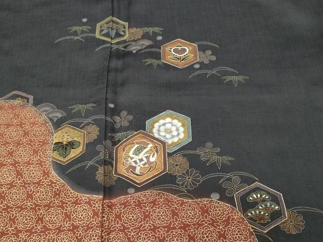 平和屋着物■訪問着 亀甲宝尽し道長文 暈し染め 金彩 正絹 逸品 CABJ3596ev