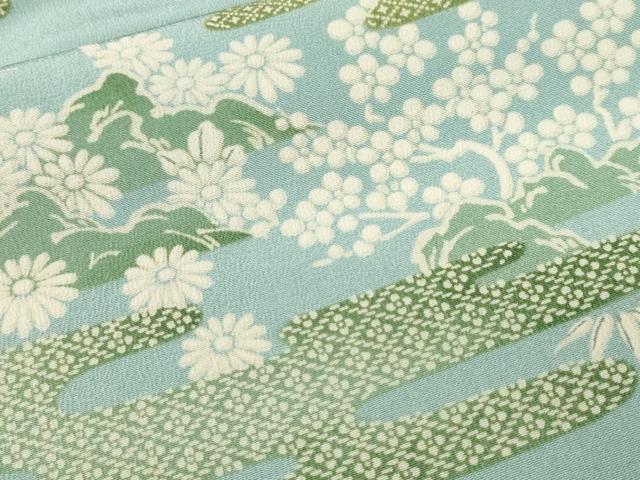 平和屋着物■訪問着 エ霞草花文 正絹 逸品 CABJ3600ev