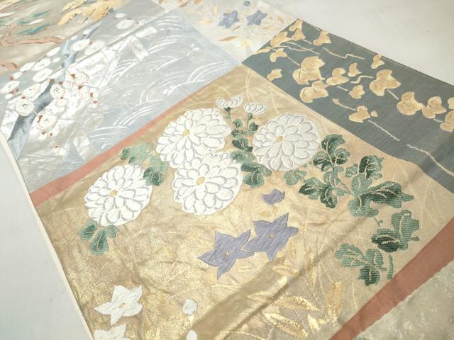 平和屋着物◎六通柄袋帯 唐織 草花文 金銀糸 正絹 逸品 CABJ3611qe