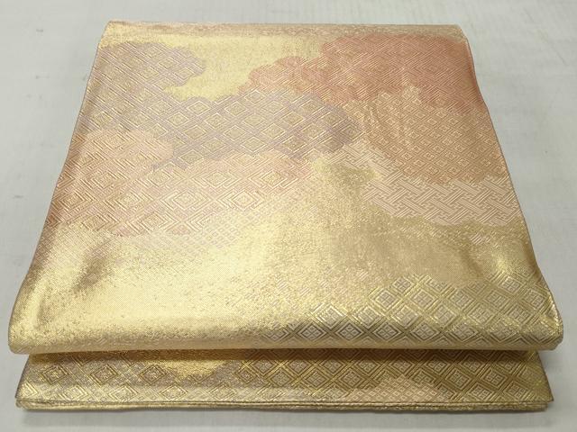 平和屋着物◎佐賀錦 六通柄袋帯 雲取り吉祥文 金糸 正絹 逸品 CABJ3613qe