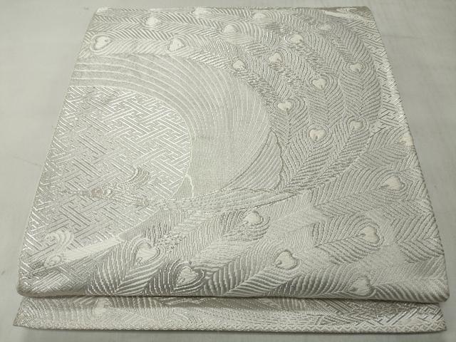 平和屋着物◎六通柄袋帯 唐織 吉祥孔雀文 金糸 正絹 逸品 CABJ3625qe