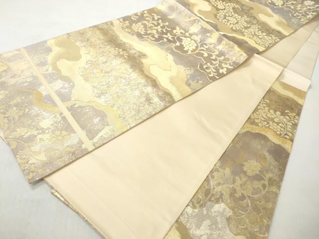 平和屋着物◎六通柄袋帯 霞唐草花文 金糸 引箔 正絹 逸品 CABJ3638qe