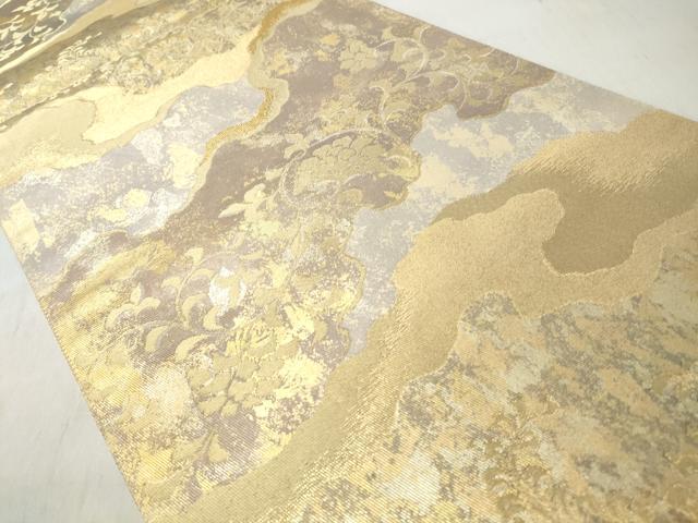 平和屋着物◎六通柄袋帯 霞唐草花文 金糸 引箔 正絹 逸品 CABJ3638qe