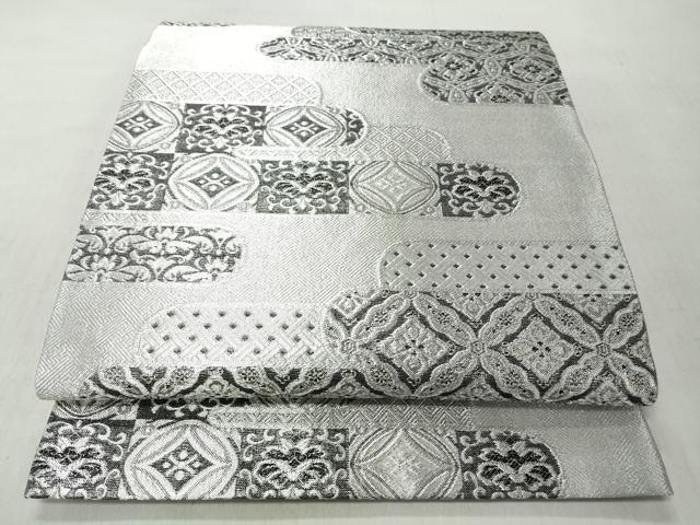 平和屋着物◎西陣 六通柄袋帯 エ霞吉祥更紗花文 銀糸 正絹 逸品 CABJ3643qe