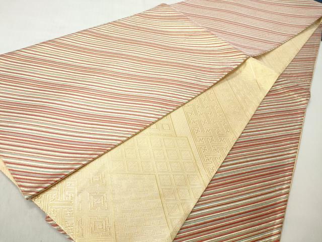 平和屋着物◎全通柄袋帯 唐織 斜線文 正絹 逸品 CABJ3645qe