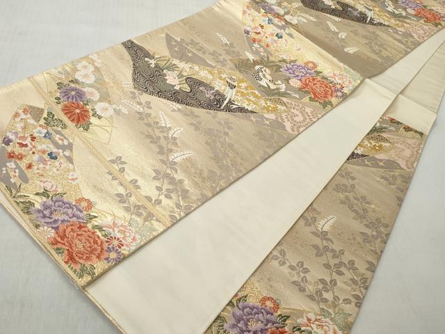 平和屋着物◎六通柄袋帯 唐織 雲取り鳳凰枝花文 金銀糸 正絹 逸品 CABJ3661qe
