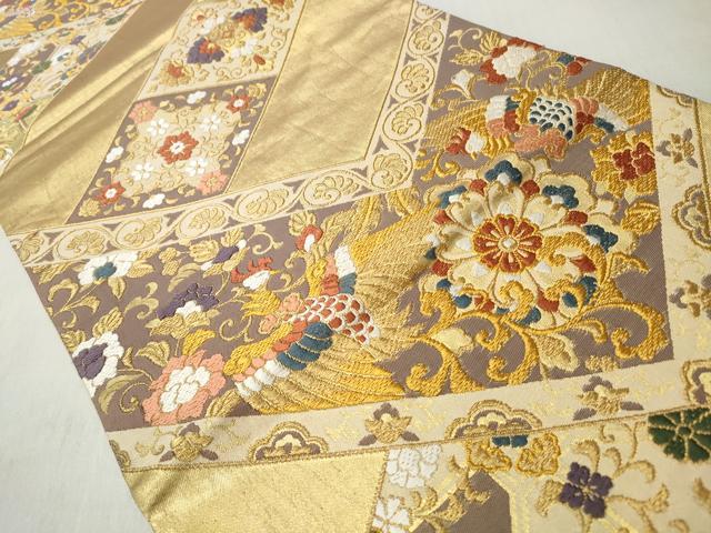 平和屋着物◎六通柄袋帯 唐織 鳳凰花唐草文 金糸 正絹 逸品 CABJ3670qe