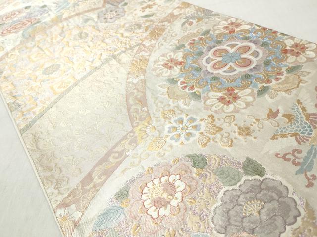 平和屋着物◎六通柄袋帯 正倉院花鳥文 金糸 正絹 逸品 CABJ3674qe