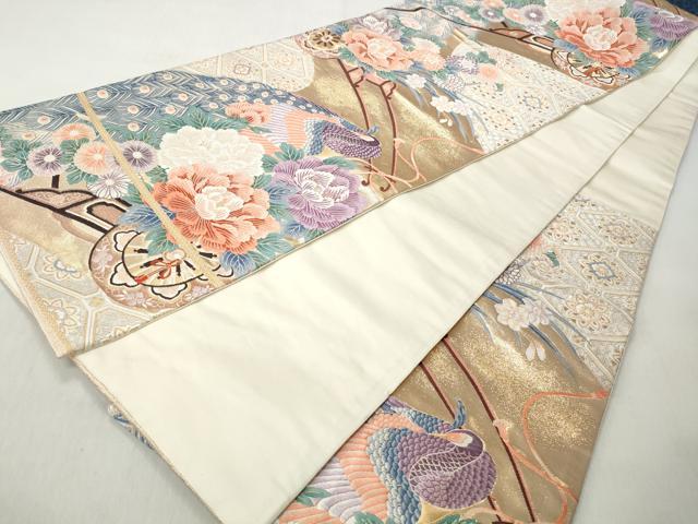 平和屋着物◎六通柄袋帯 唐織 孔雀花車文 金銀糸 正絹 逸品 CABJ3678qe