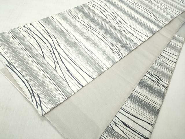 平和屋着物◎六通柄袋帯 唐織 斜線文 銀糸 正絹 逸品 CABJ3680qe