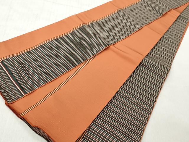 平和屋着物◎本場筑前博多織 半幅帯 縞 正絹 逸品 CABJ3688qe