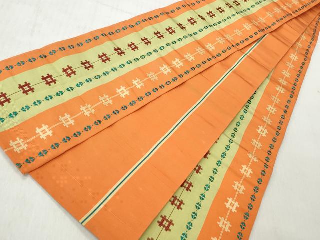 平和屋着物◎本場筑前博多織 半幅帯 幾何学文 正絹 逸品 CABJ3700qe