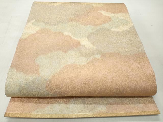 平和屋着物◎全通柄袋帯 雲重ね文 金糸 正絹 逸品 CABJ3705qe