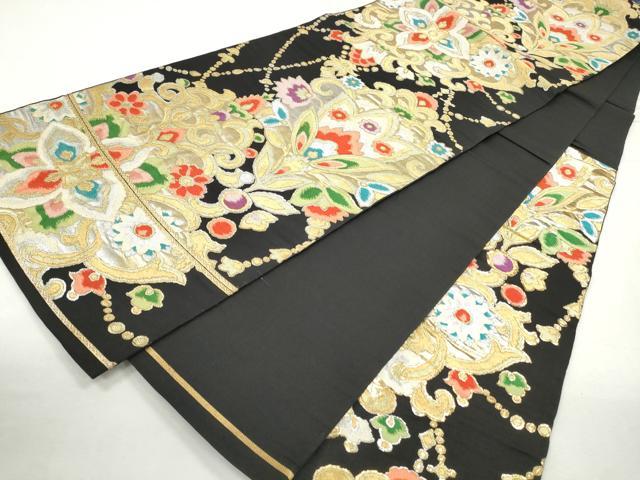 平和屋着物◎六通柄 本袋帯 唐織 更紗花唐草文 金銀糸 正絹 逸品 CABJ3724qe