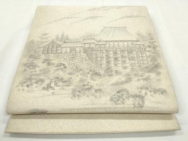 平和屋着物◎太鼓柄袋帯 草木染 清水寺 銀糸 正絹 逸品 CABJ3726qe