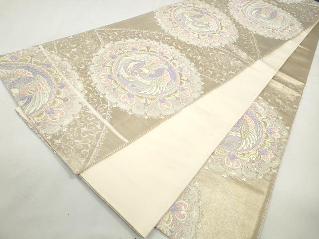 平和屋着物◎六通柄袋帯 唐織 鳳凰唐草文 金銀糸 正絹 逸品 CABJ3736qe