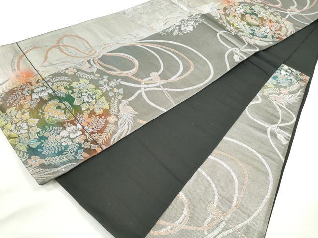 平和屋着物◎六通柄袋帯 鳳凰草花文 金銀糸 正絹 逸品 CABJ3737qe