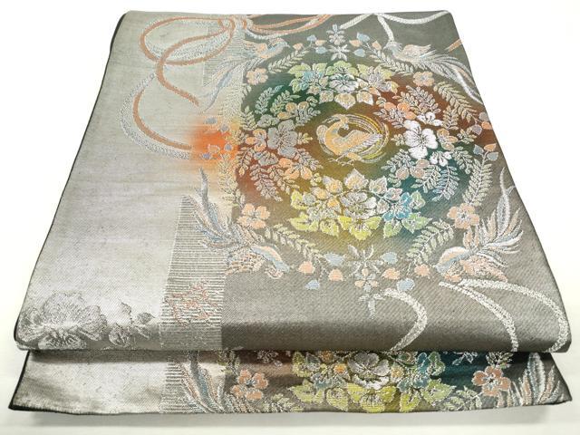 平和屋着物◎六通柄袋帯 鳳凰草花文 金銀糸 正絹 逸品 CABJ3737qe