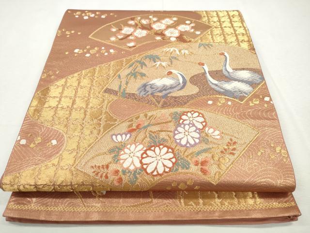 平和屋着物◎六通柄袋帯 唐織 地紙松竹梅鶴文 金糸 正絹 逸品 CABJ3740qe