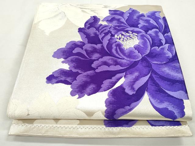 平和屋着物◎六通柄袋帯 唐織 椿 銀糸 正絹 逸品 CABJ3745qe