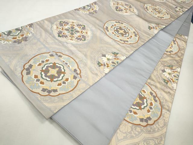 平和屋着物◎六通柄袋帯 更紗草花文 金糸 正絹 逸品 CABJ3756qe