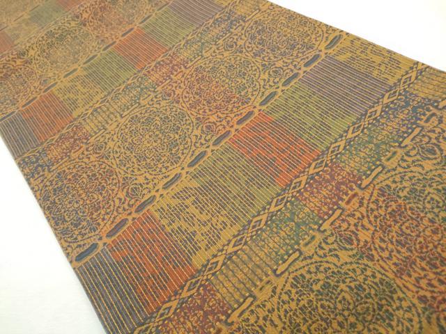 平和屋着物◎全通柄袋帯 横段花文 正絹 逸品 CABJ3758qe