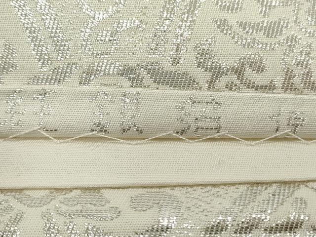 平和屋着物◎六通柄袋帯 七宝花唐草文 錦織 純銀箔 正絹 逸品 CABJ3780qe