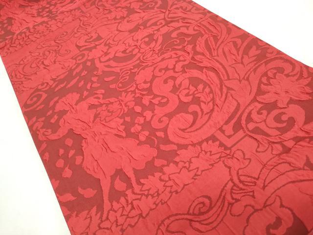 平和屋着物◎六通柄袋帯 ふくれ織 人物花唐草文 正絹 逸品 CABJ3782qe