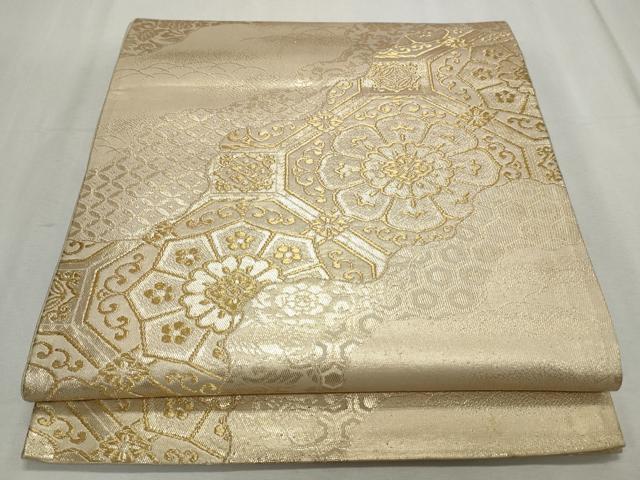 平和屋着物◎西陣 六通柄袋帯 道長吉祥花文 金糸 正絹 逸品 CABJ3791qe