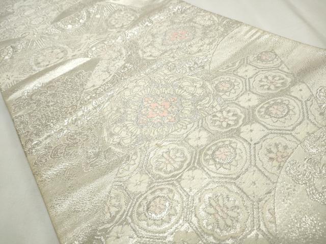 平和屋着物◎六通柄袋帯 唐織 地紙花唐草文 銀糸 正絹 逸品 CABJ3792qe