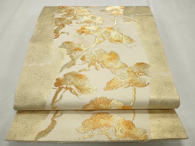 平和屋着物◎六通柄 本袋帯 枝松文 金糸 正絹 逸品 CABJ3794qe