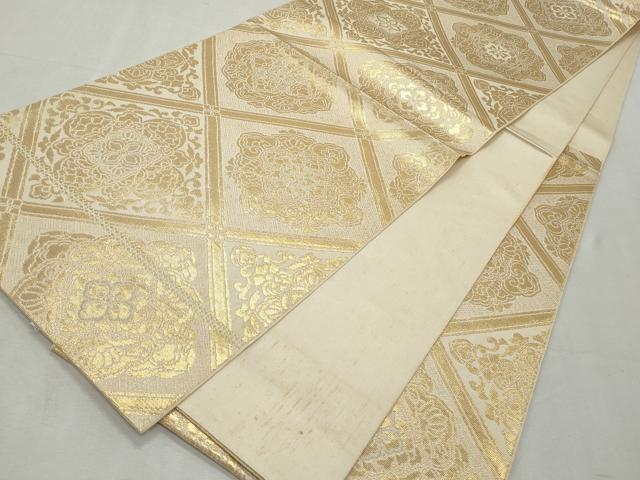 平和屋着物◎六通柄袋帯 菱天井 正倉院花文 金糸 正絹 逸品 CABJ3797qe