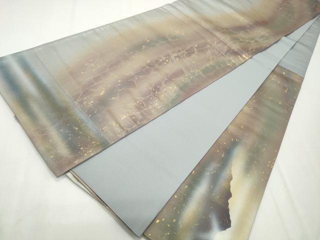 平和屋着物◎太鼓柄袋帯 作家物 遠山風景文 金糸 引箔 正絹 逸品 CABJ3804qe