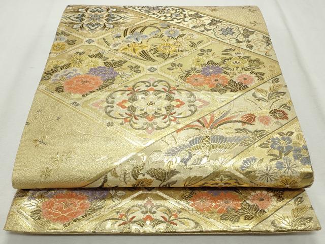 平和屋着物◎六通柄袋帯 唐織 蜀江鳳凰草花文 正絹 逸品 CABJ3806qe