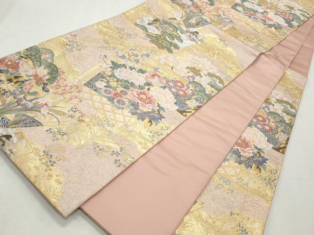 平和屋着物◎六通柄袋帯 唐織 彩花瑞調文 金糸 正絹 逸品 CABJ3810qe