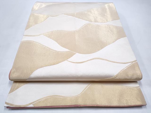 平和屋着物◎両面 全通柄袋帯 幾何学文様 金糸 正絹 逸品 CABJ3818qe