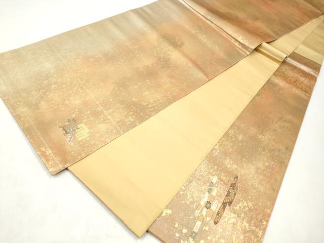 平和屋着物◎太鼓柄袋帯 唐織 檜扇枝花文 金糸 引箔 正絹 逸品 CABJ3835qe