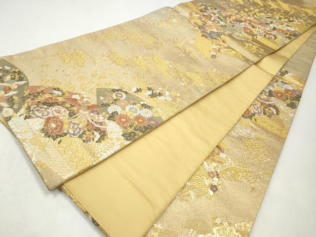 平和屋着物◎六通柄袋帯 唐織 地紙花鳥文 金銀糸 正絹 逸品 CABJ3841qe