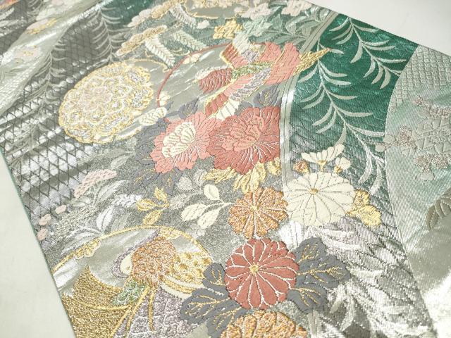 平和屋着物◎六通柄袋帯 唐織 花鳥文 金銀糸 正絹 逸品 CABJ3846qe