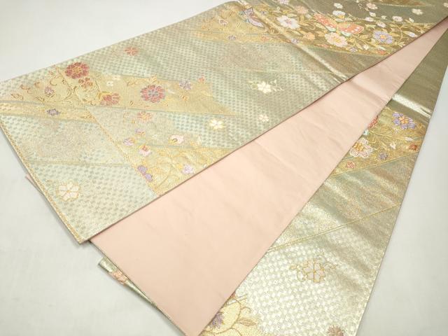 平和屋着物◎六通柄袋帯 草花文 金銀糸 正絹 逸品 CABJ3848qe