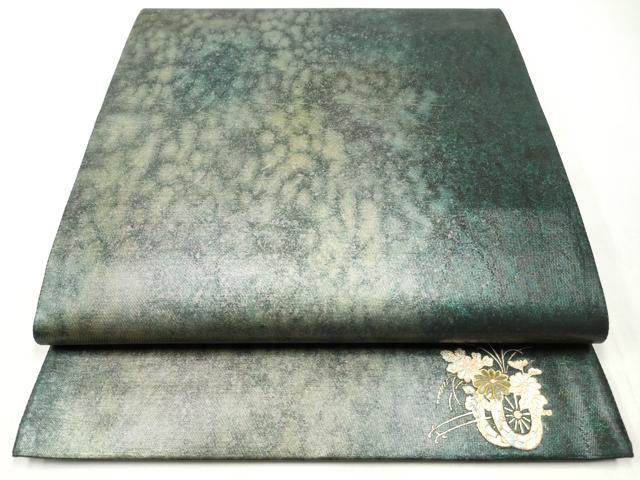 平和屋着物◎六通柄袋帯 螺鈿 霞文 金彩 引箔 正絹 逸品 CABJ3861qe