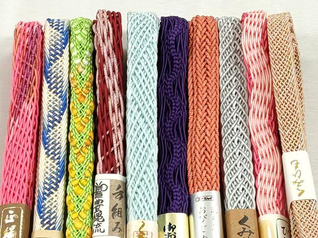 平和屋着物*夏物 和装小物 上質な帯締め10本セット レース織 ラメ糸 金銀糸 逸品 未使用 CABJ3934qe