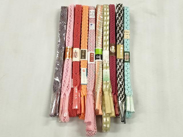 平和屋着物*夏物 和装小物 上質な帯締め10本セット レース織 金糸 近鉄百貨店扱い さんび謹製 逸品 未使用 CABJ3954qe