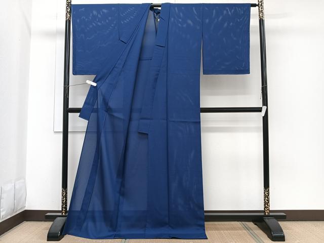 平和屋着物*夏物 色無地 絽 紺色 ロング丈 正絹 逸品 未使用 CABJ4008xi