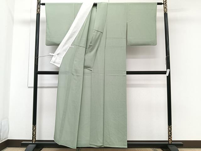 平和屋着物*夏物 本加賀友禅作家 梶山伸監修 色無地 絽縮緬 山葵色 証紙付き 正絹 逸品 CABJ4012xi
