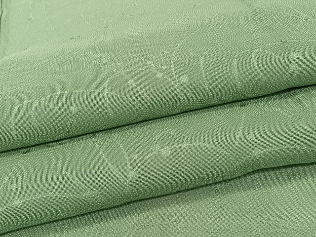 平和屋着物*夏物 小紋 紗 枝花文 老竹色 正絹 逸品 CABJ4041xi