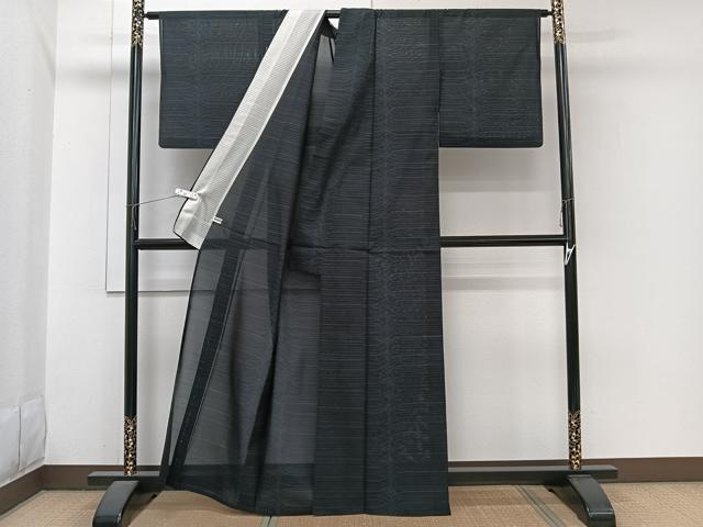 平和屋着物*夏物 本場大島紬 夏大島 横段文 正絹 逸品 CABJ4045xi